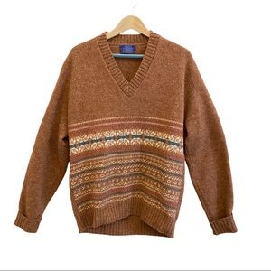 Vintage Pendleton Country Traditionals 100% Virgin Wool V-neck Sweater